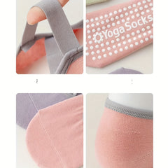 Non-slip Yoga Socks with Silicone Bottom Grips, Straps for Pilates Ballet Dance