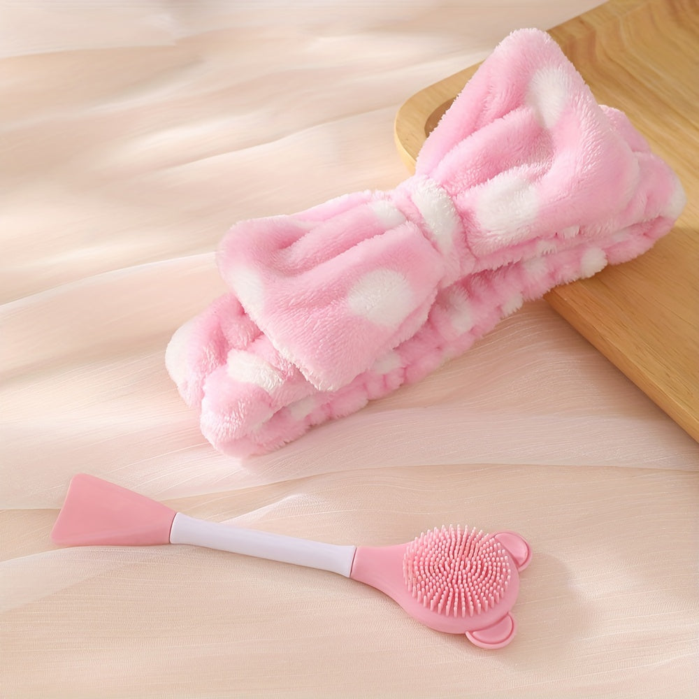 Facial Bowknot Makeup Headband Bow Pink Hair Bands For Washing Face