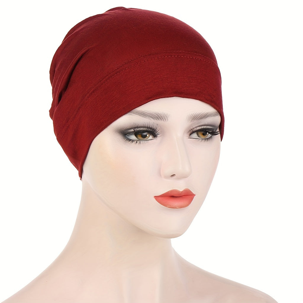 Solid Turban Cap Ruched Headwrap Beanie Chemo Hats