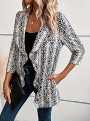  Chevron Print Open Front Cardigan