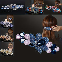 Crystal Flower Back Head Hair Clip French Barrette Hair Accessories