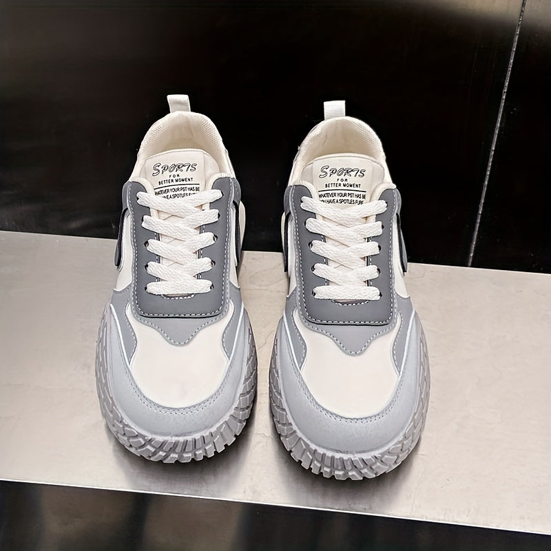 Colorblock Platform Sneakers Low Top Sports Shoes Casual Walking Shoes