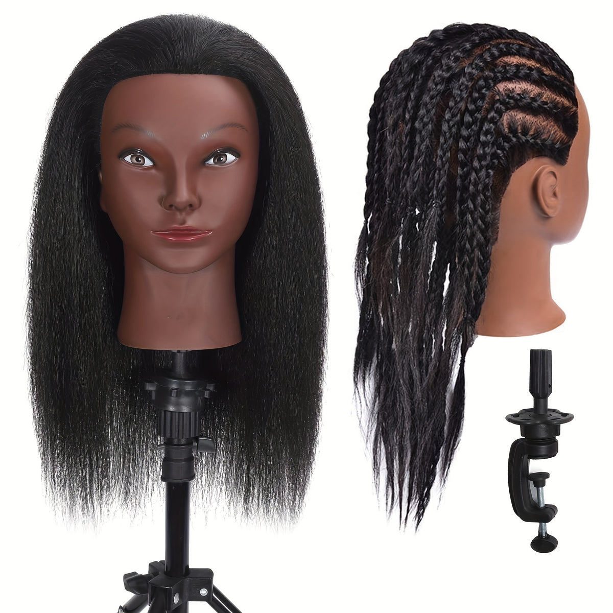 Real Human Hair Mannequin Head Cosmetology Practice Doll
