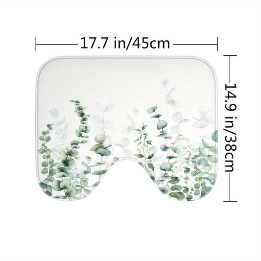 Watercolor Plant Shower Curtain Set Bathroom Decor 12 Hooks