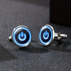 Time Gemstone Men's Cufflinks Peace Sign French Cufflinks