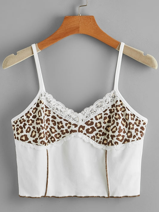 Leopard Print Crop Tank Top Y2K Sleeveless Tank Top For Summer