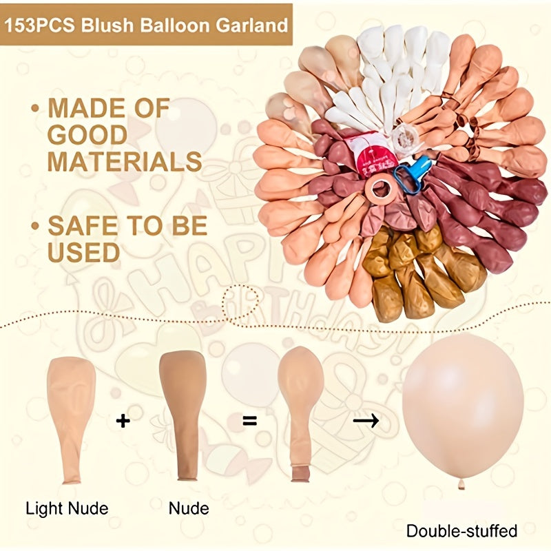 153pcs Boho Blush Balloon Garland Arch Set