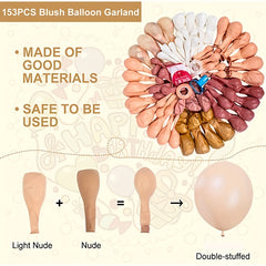 153pcs Boho Blush Balloon Garland Arch Set