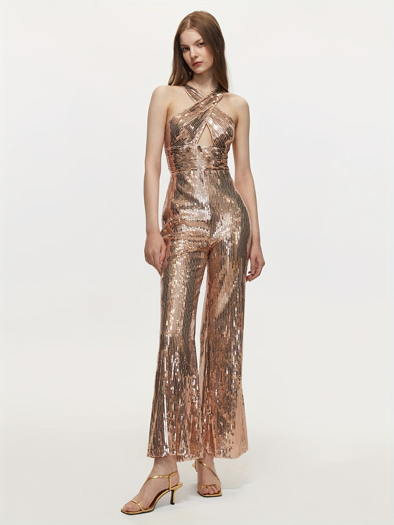 Sparkling Criss Cross Jumpsuit Wide Leg