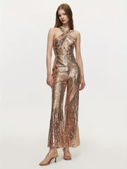 Sparkling Criss Cross Jumpsuit Wide Leg