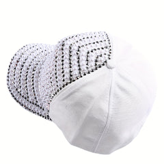 Rhinestone Pearl Baseball Cap Sun Hat Women