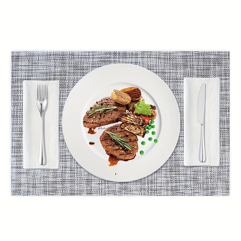 4pcs PVC Placemats Non Slip Washable Vinyl Placemats Style Plaid Pads