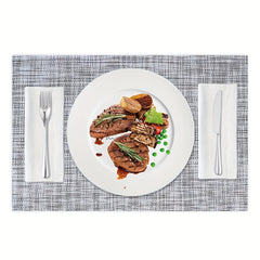 4pcs PVC Placemats Non Slip Washable Vinyl Placemats Style Plaid Pads