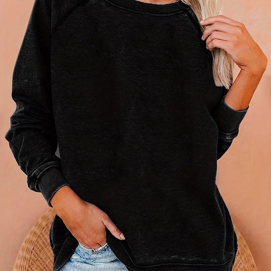Raglan Neck Pullover Sweatshirt Long Sleeve for Women