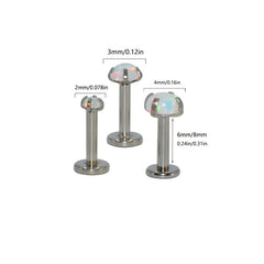 3PCS Mixed Size Opal Zircon Labret Stud Ear Piercing Jewelry