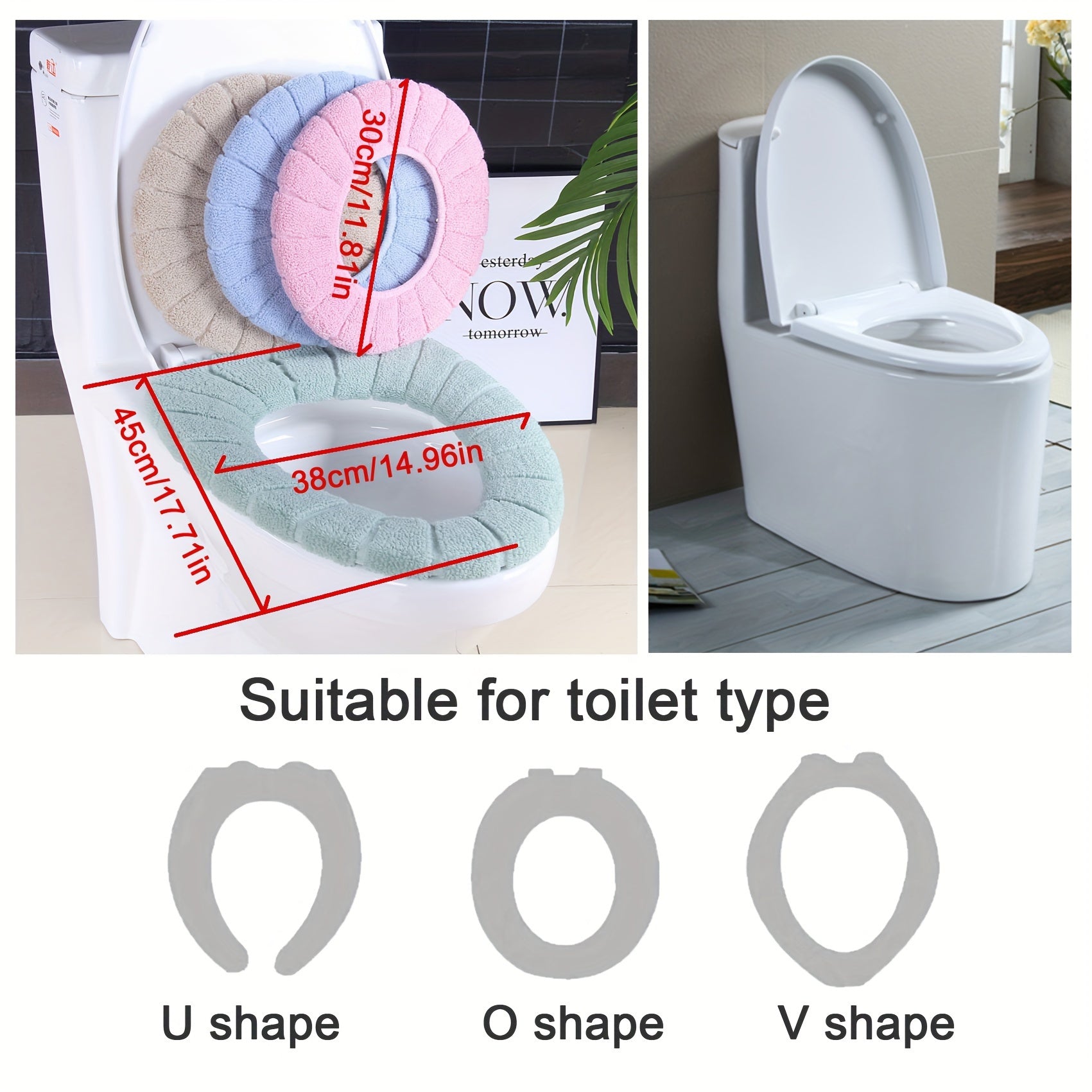 Winter Warm Knitted Toilet Seat Cushion Thickened Detachable Washable