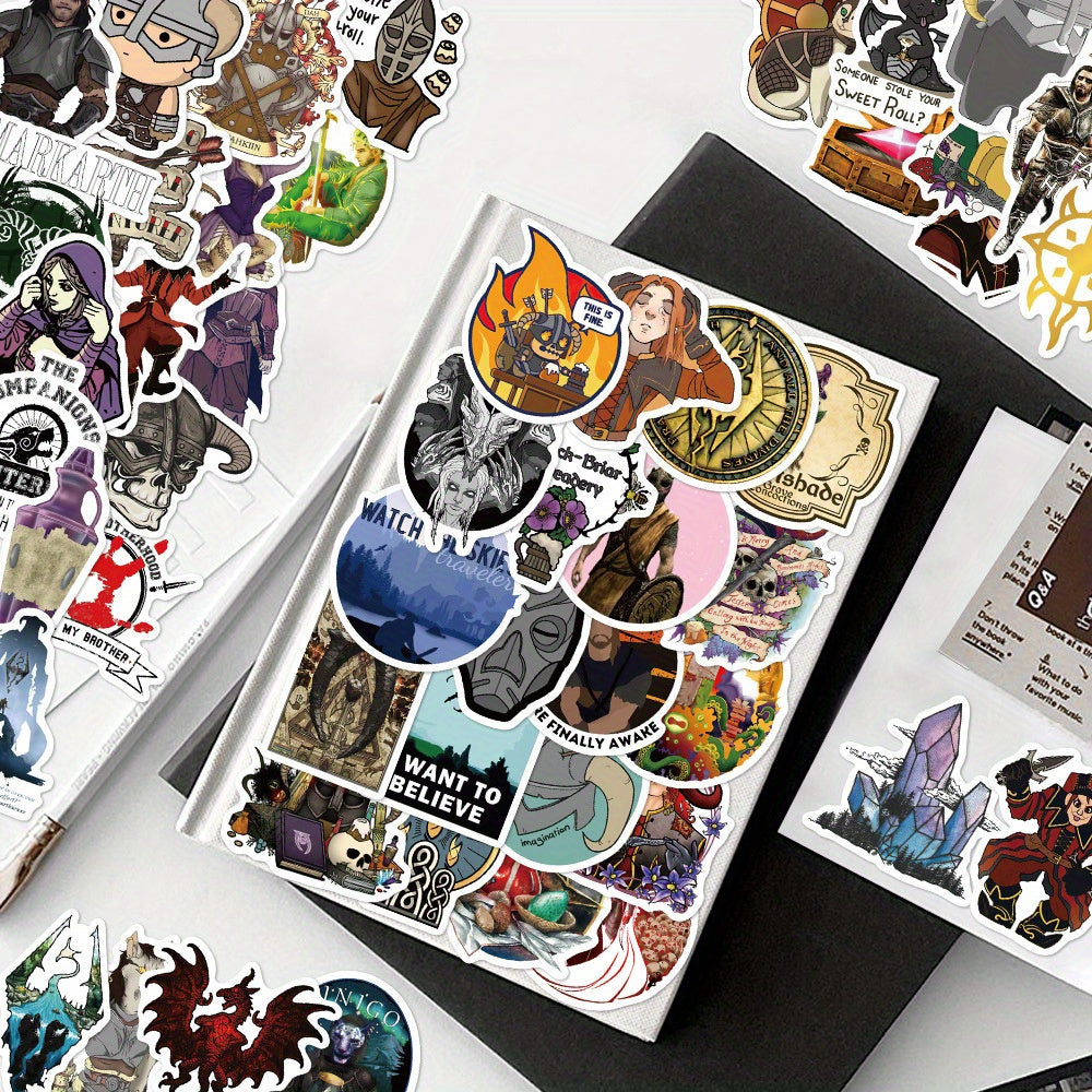 50pcs Skyrim Inspired Character Vinyl Stickers for DIY Projects