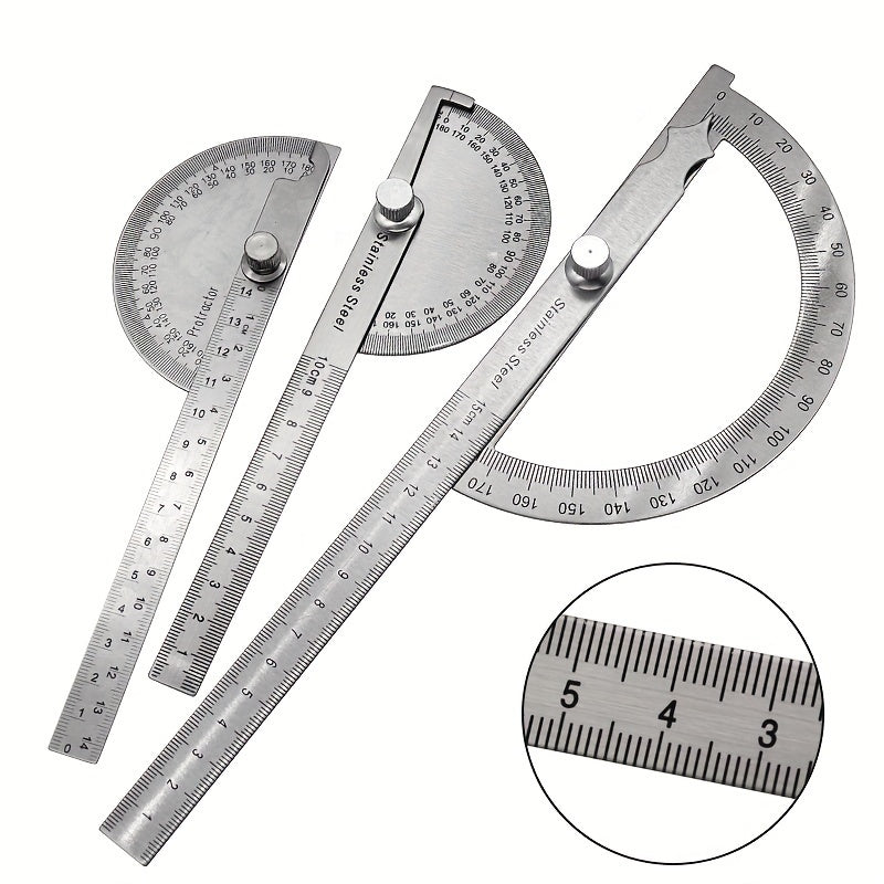 Stainless Steel Angle Ruler 0-180 Degrees Measure Tool