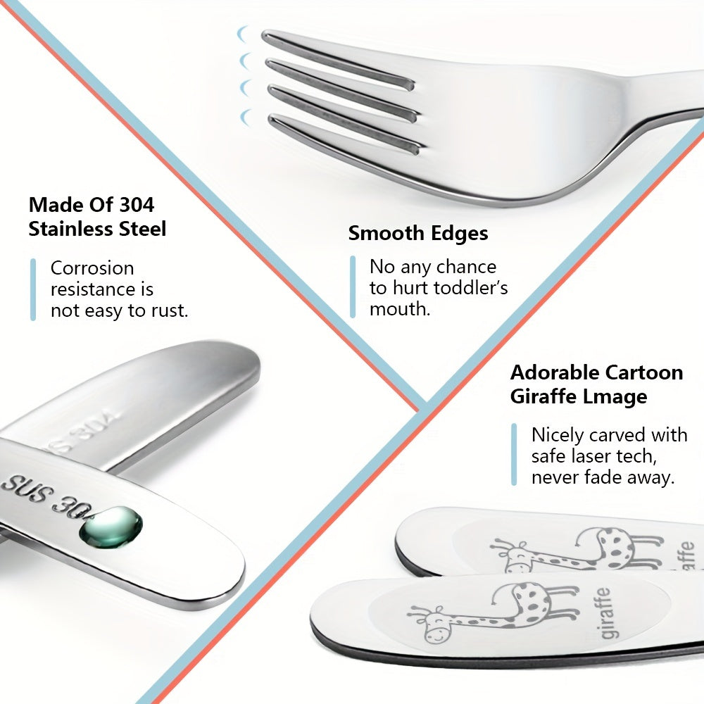 4pcs Toddler Forks Set Stainless Steel Kids Metal Forks Safe for Children