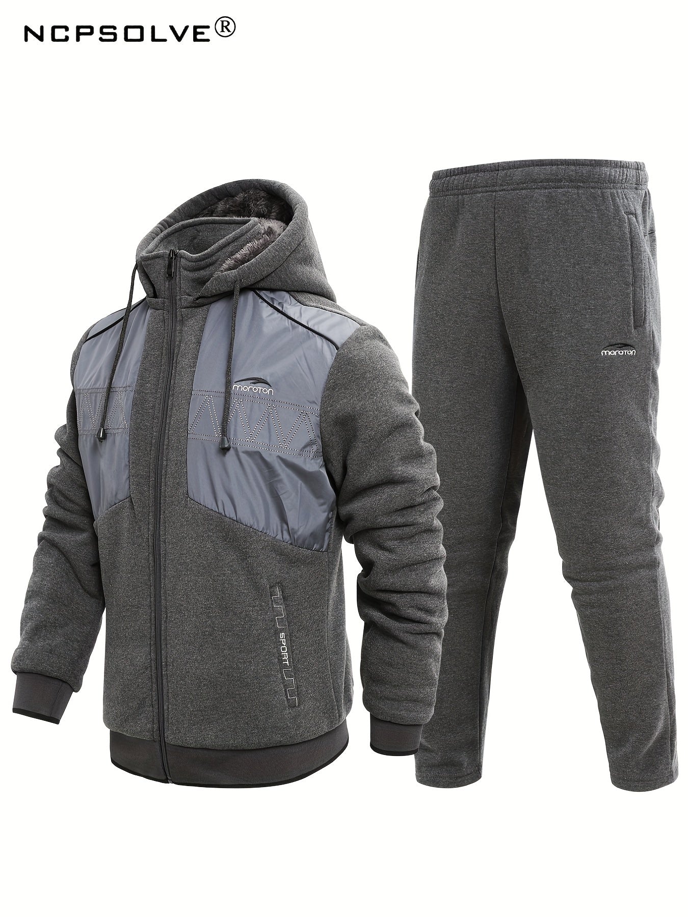 Men's Active Fleece Hooded Jacket & Pants Set
