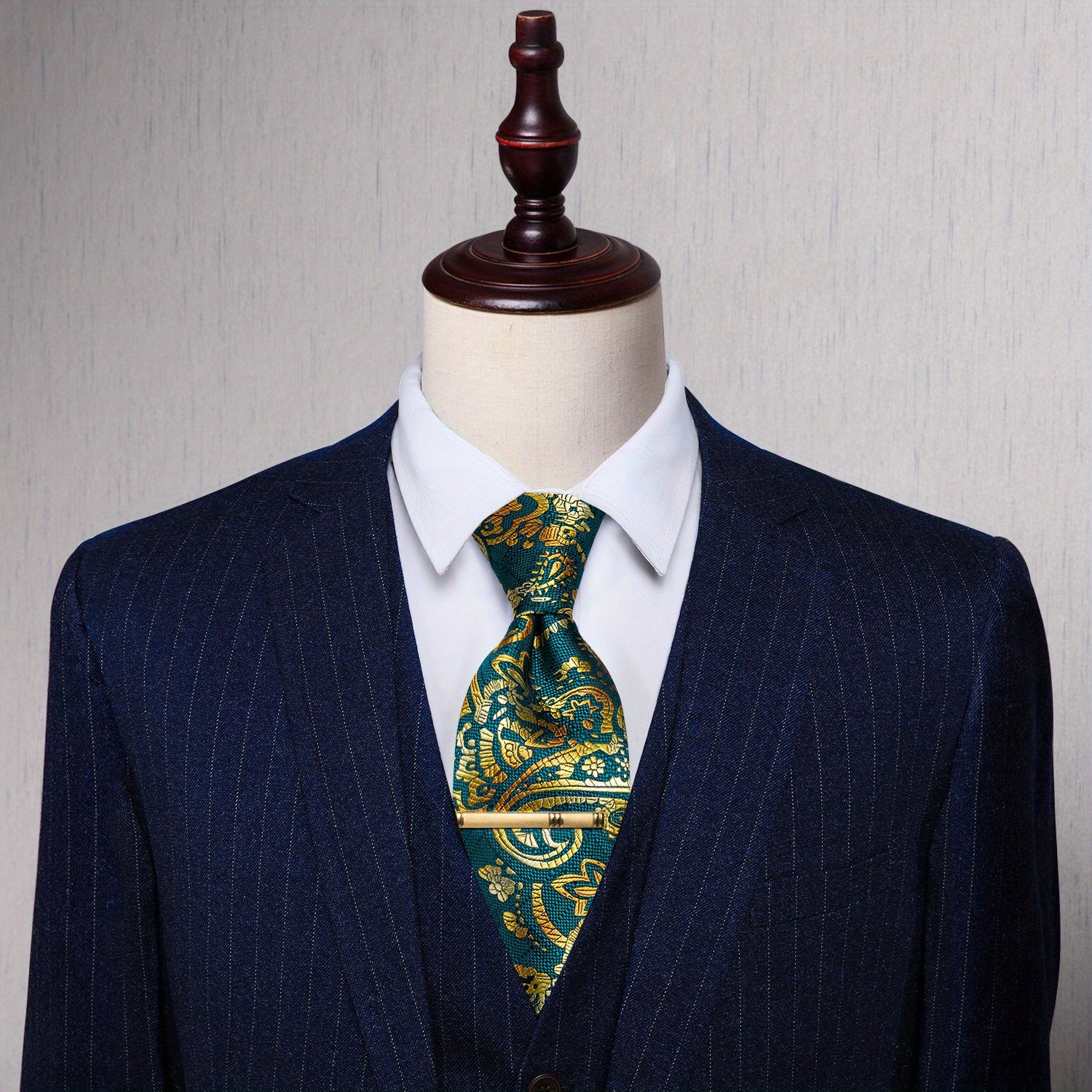Paisley Silk Tie Set For Men Wedding Neck Tie Clips Men's Gift