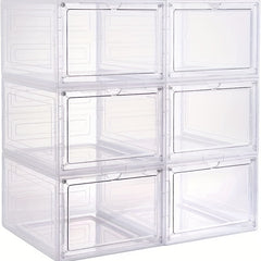 6pc Plastic Transparent Shoe Storage Boxes with Door