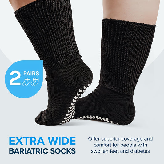 2 Pairs Wide Calf Diabetic Socks Non Slip Hospital Cover Cast Plus Size