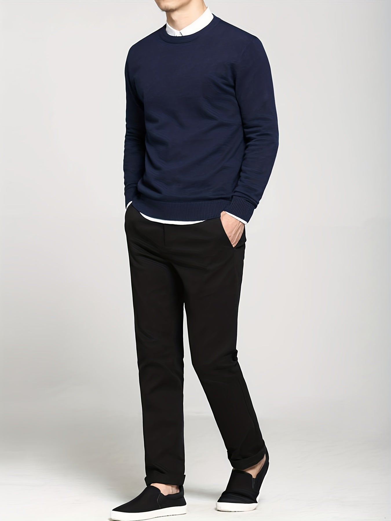 Men's Knitted Crew Neck Pullover Sweater