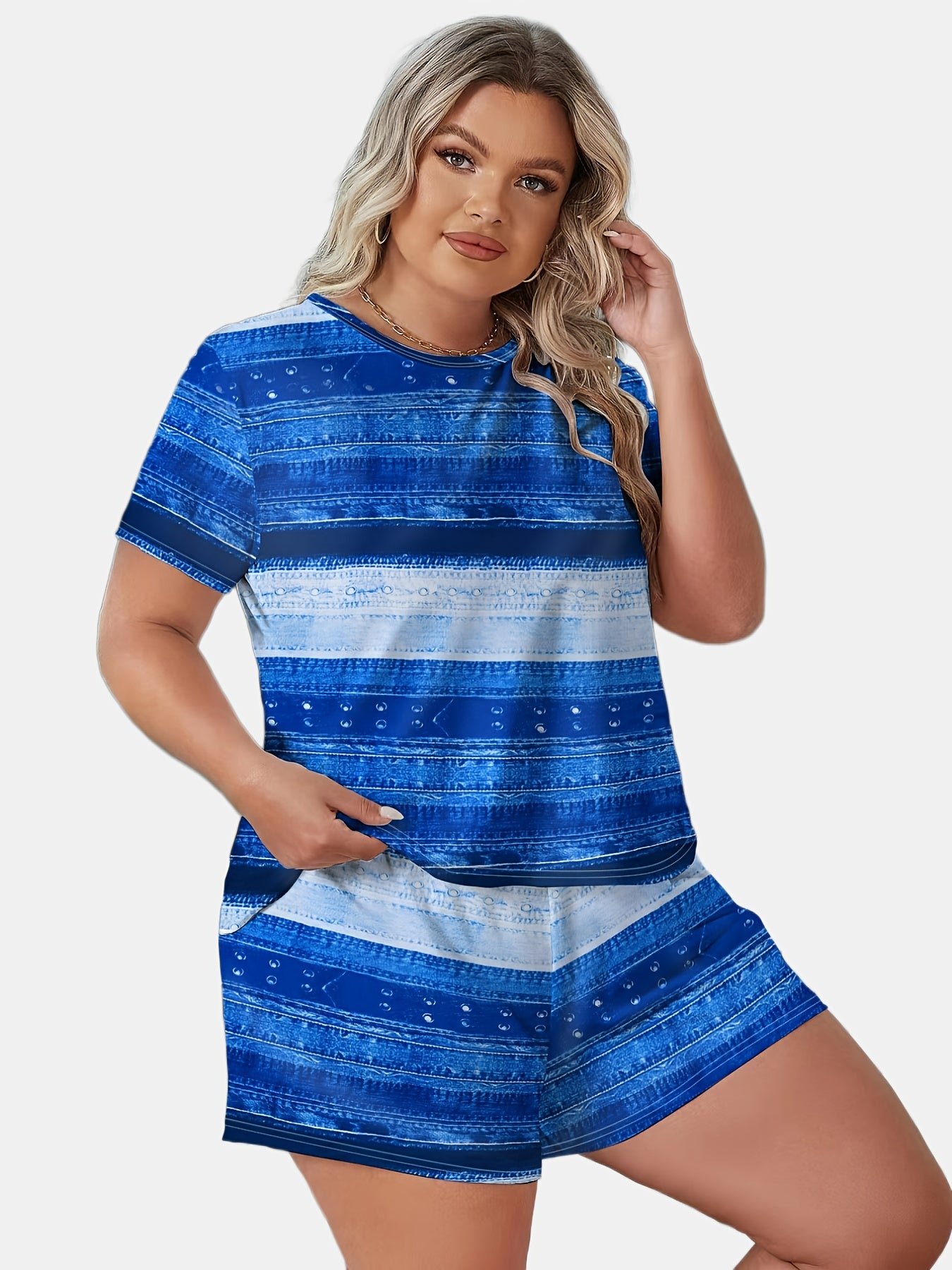  Striped Tee & Shorts Pajama Set