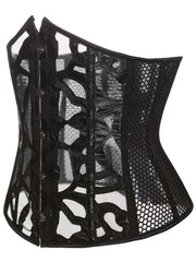 Strapless Fishnet Corset Bustier Lace Up Body Shaper