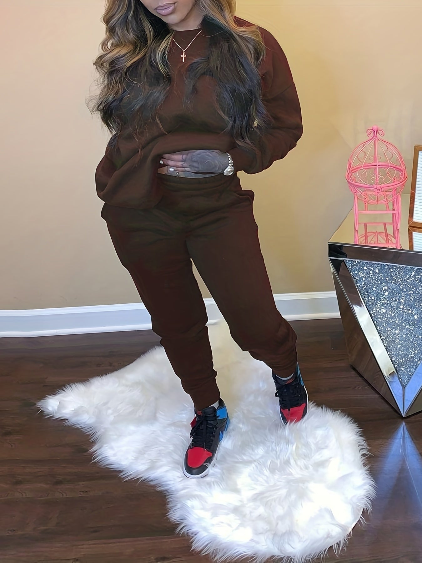 Long Sleeve Sweatshirt & Sweatpants Outfits Two Piece Set