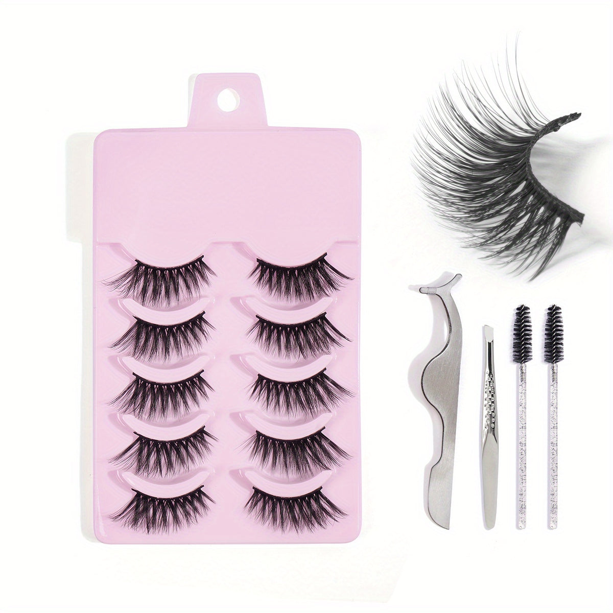 5 Pairs Thick Half Eye Lashes Wispy Fluffy False Eyelashes with Tools