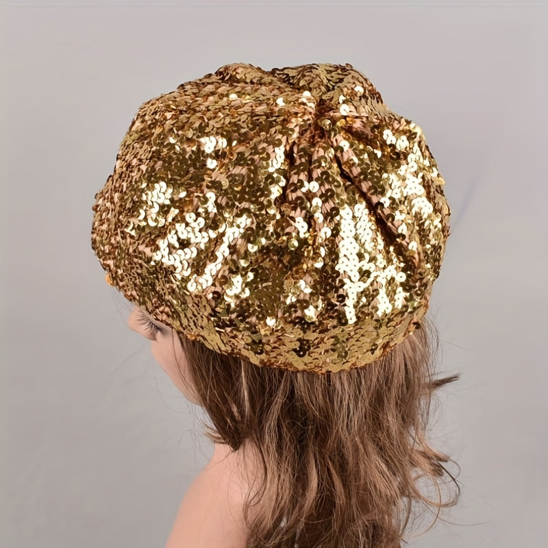 Sequin Knitted Beret Lightweight Beanie Y2K Dress Accessory