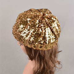 Sequin Knitted Beret Lightweight Beanie Y2K Dress Accessory