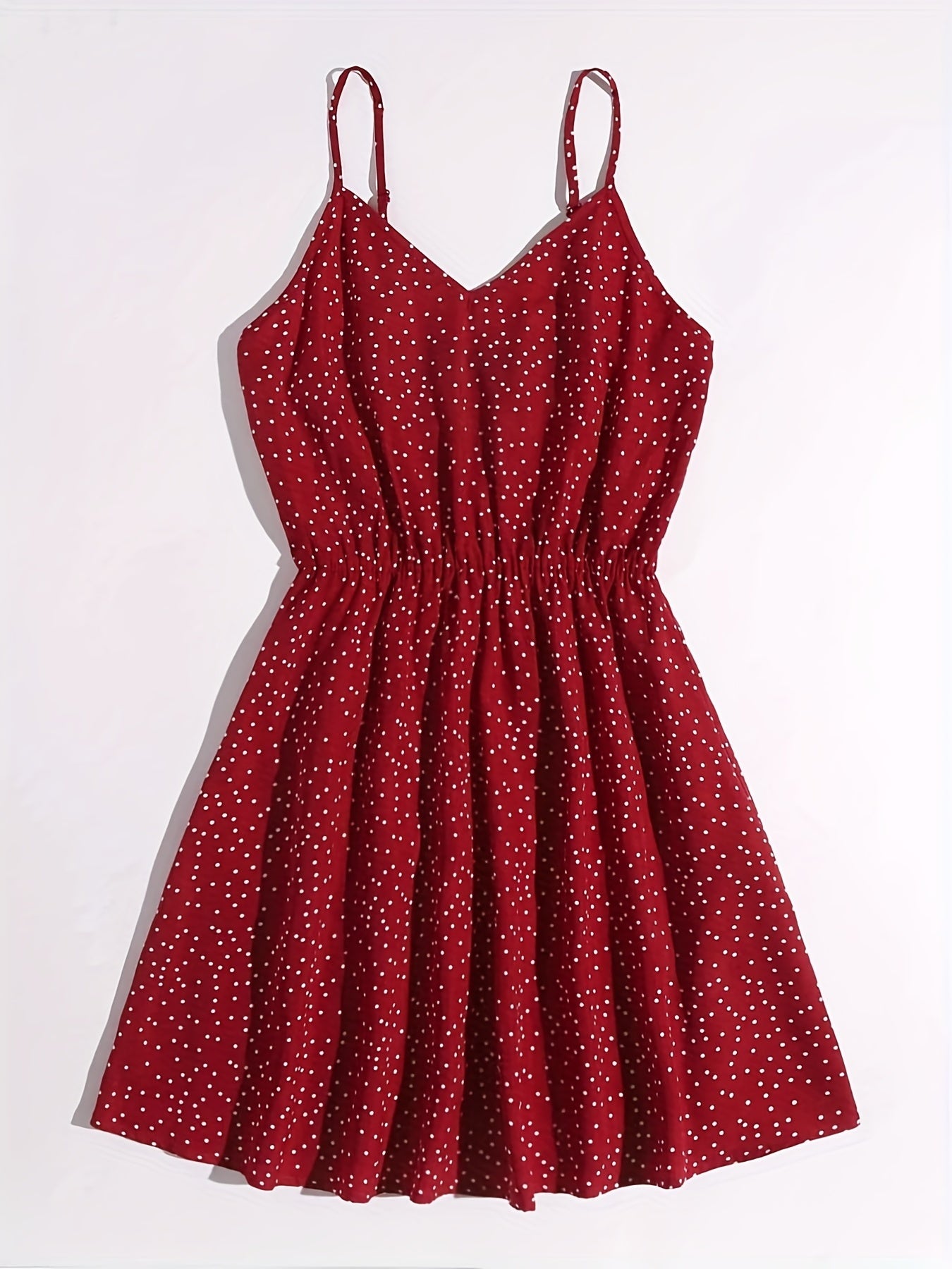 Polka Dot V Neck Spaghetti Dress