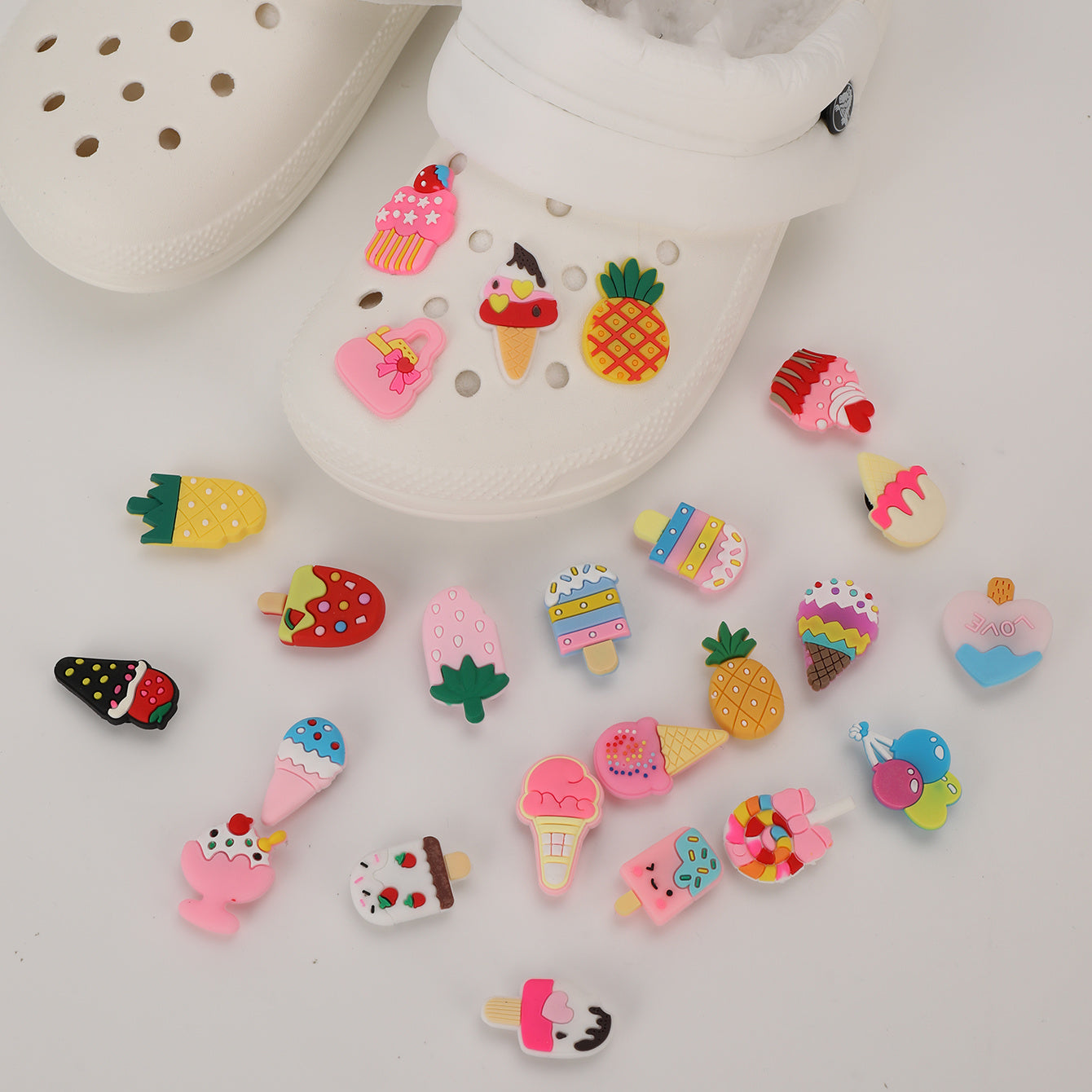 24pcs Ice Cream Shoe Charms for Girls