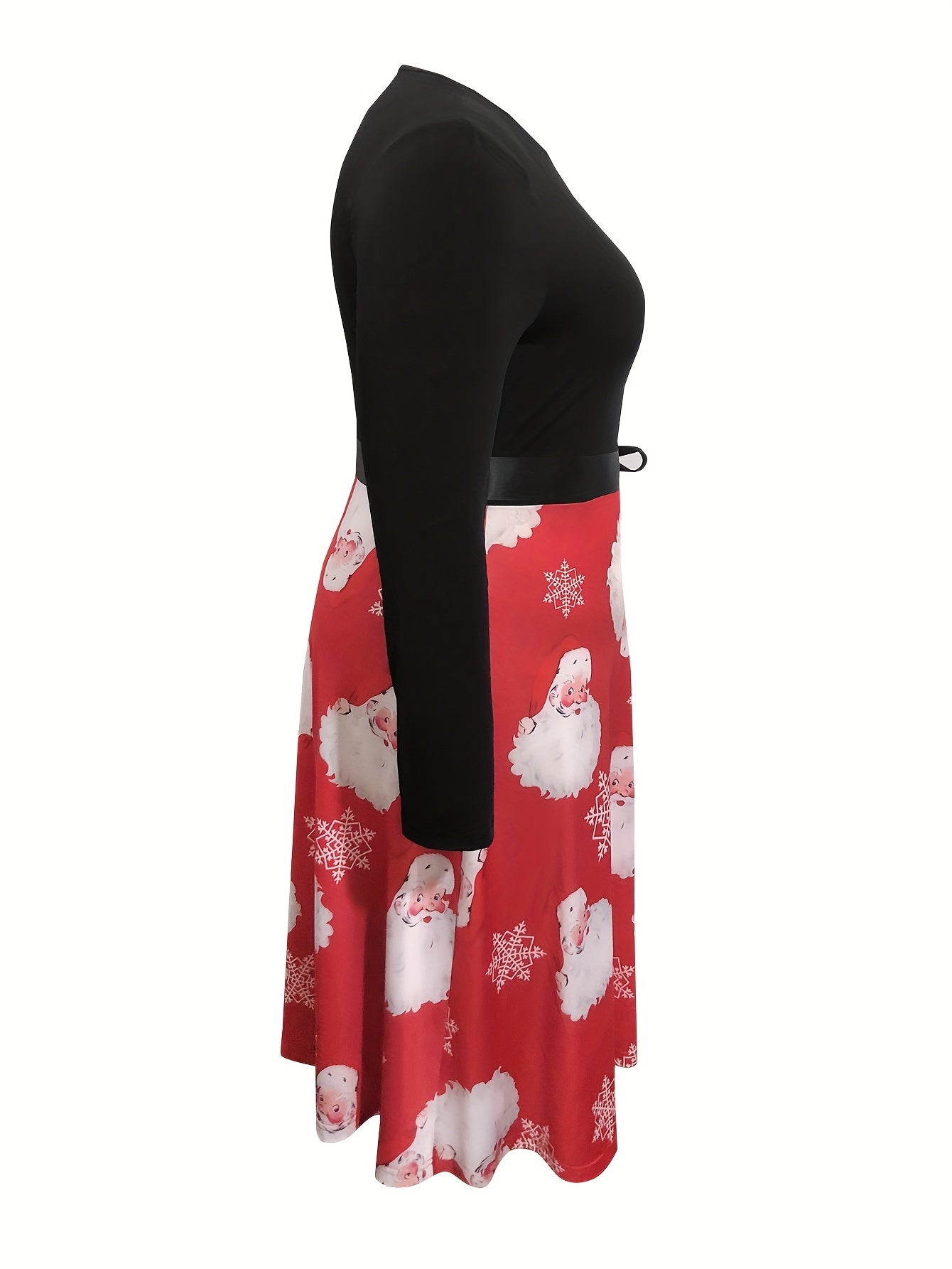  Santa Claus & Snowflake Print A line Dress