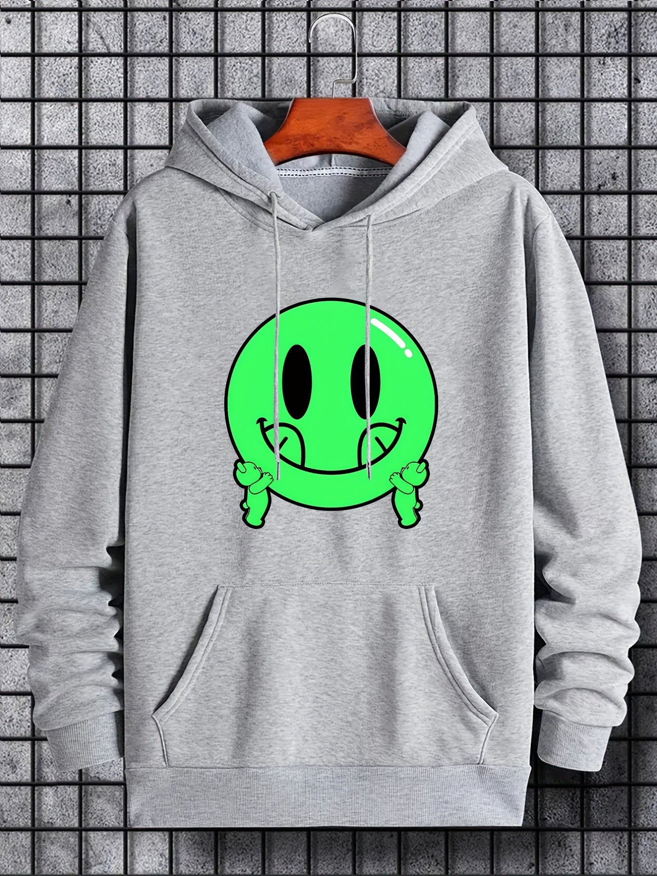 Smile Face Print Hoodie for Men