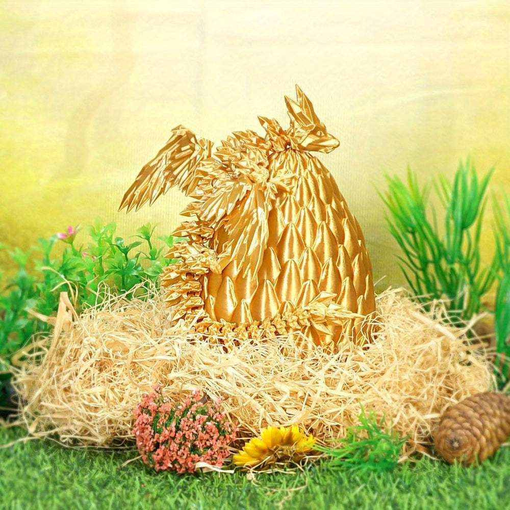 Golden Dragon Statue with Pterosaur Egg - Home Decor Gift for Fantasy Collectors