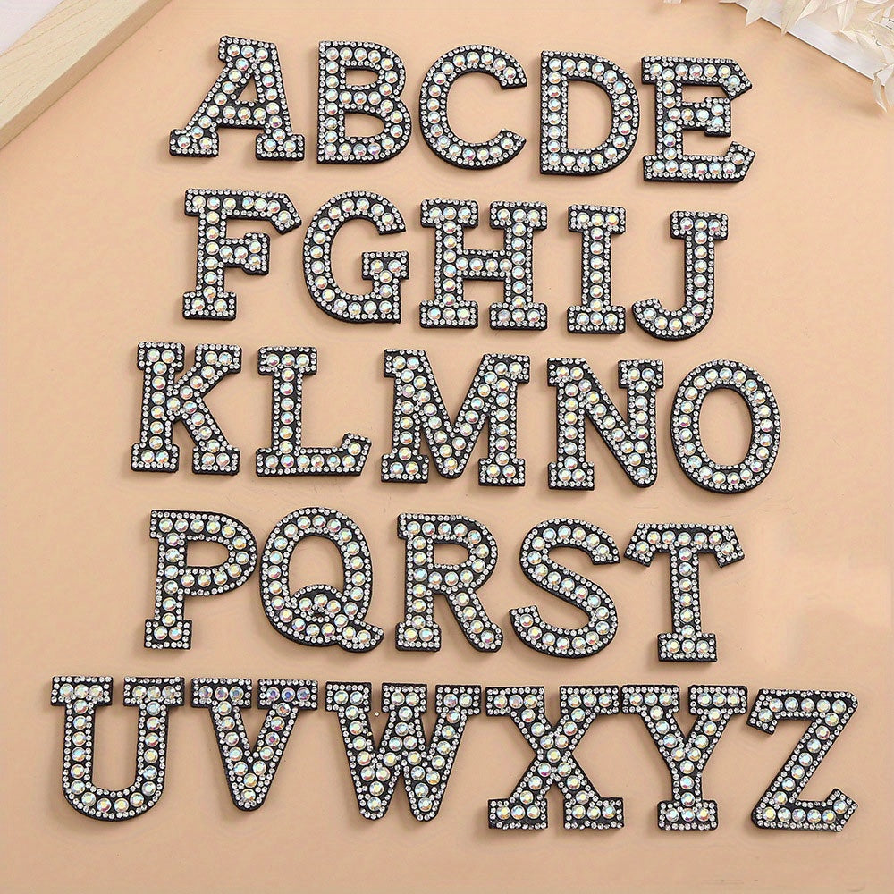 26pcs Pearl Rhinestone Letter Shape Patches DIY Clothing Accessories