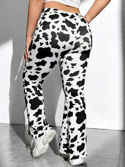  Cow Print Flared Leg Trousers