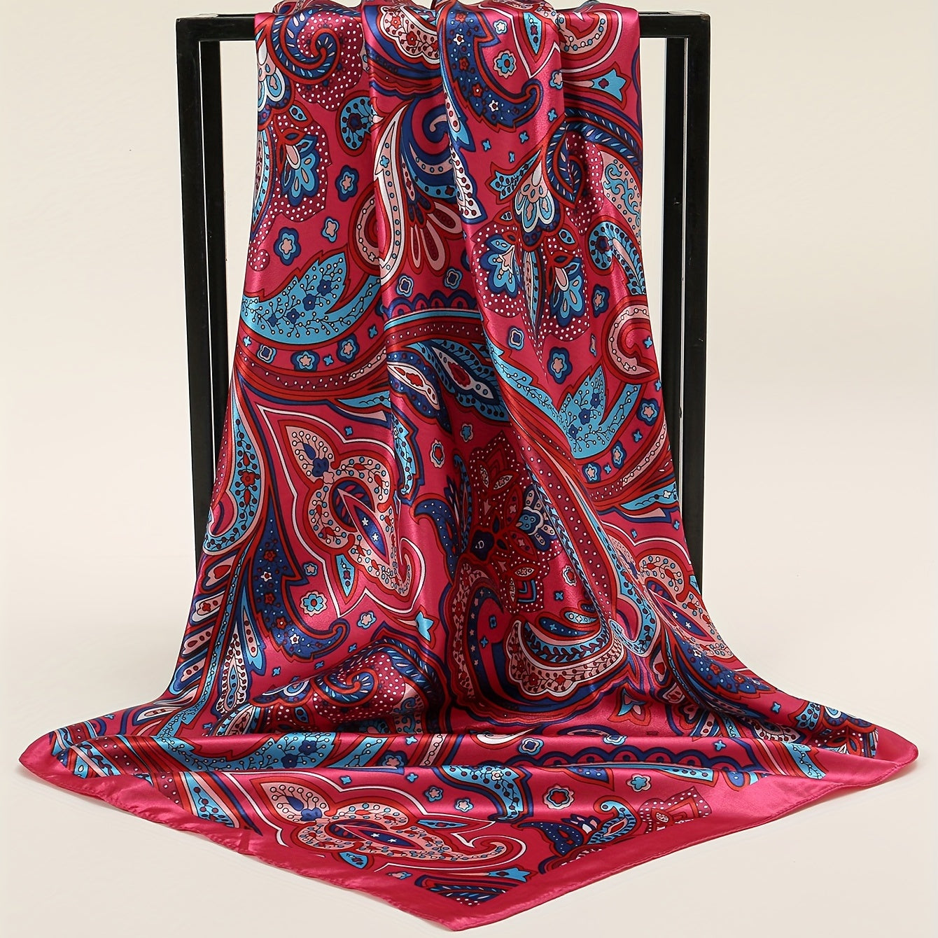 Boho Phoenix Tai Print Bandana Satin Shawl Silk Square Scarf