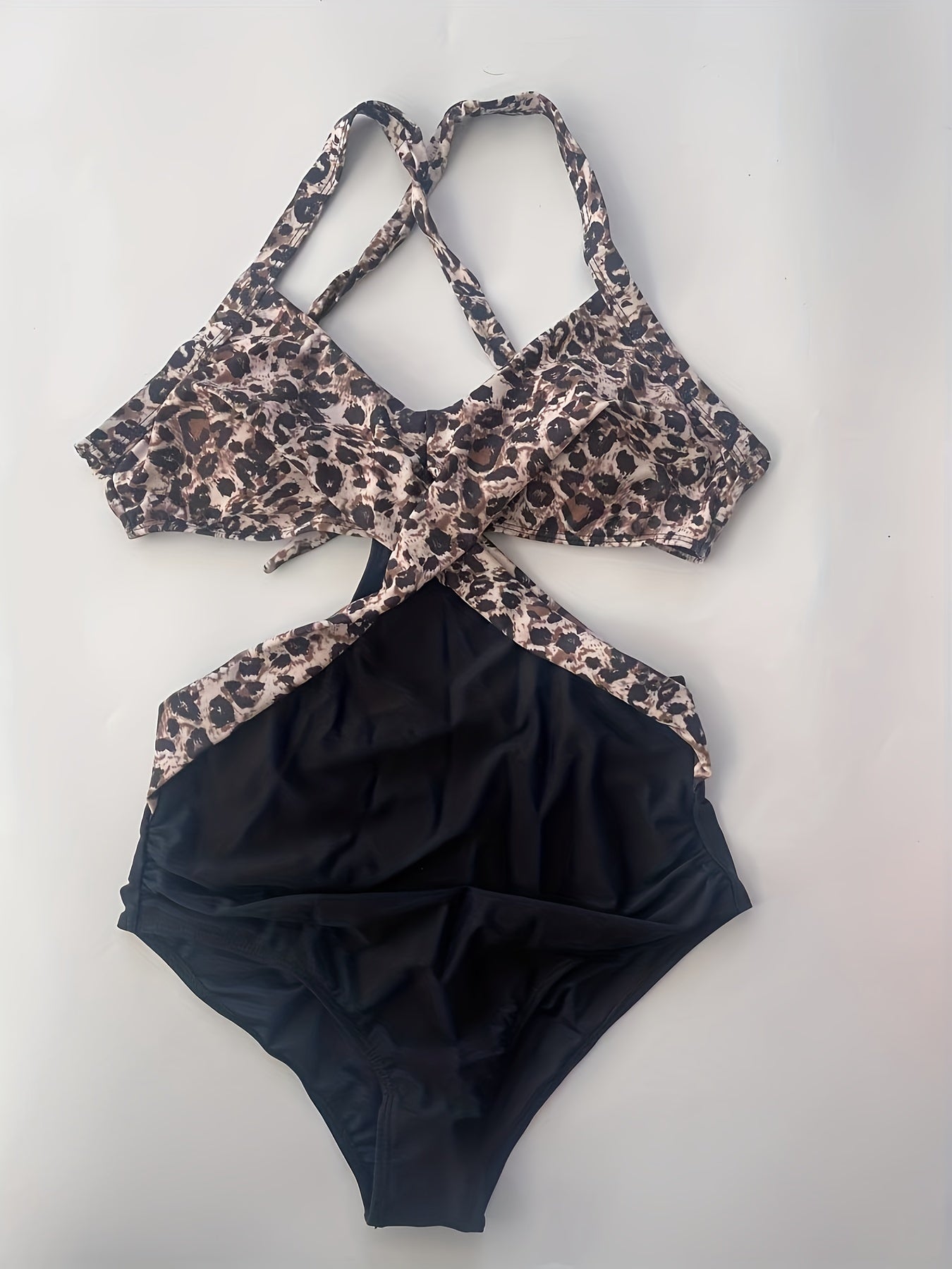 Criss Cross One Piece Swimsuit Cut Out Tie Back High Cut Bathing Suit