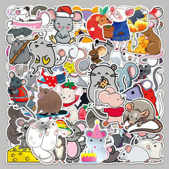 50pcs Mouse Cartoon Animal Stickers for Laptop Helmet Desktop Water Cup