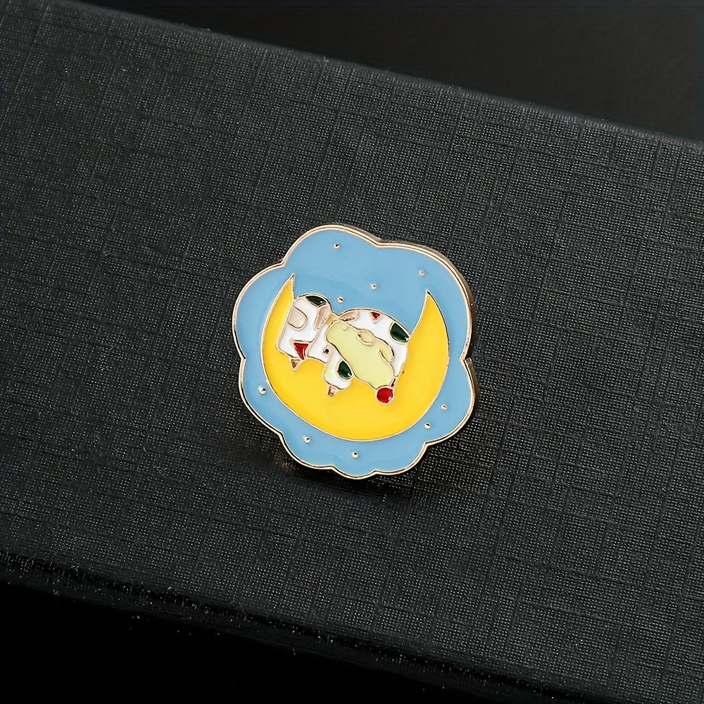 Moon Flower Brooch Pajamas Animal Badge for Men