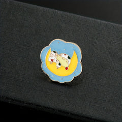 Moon Flower Brooch Pajamas Animal Badge for Men