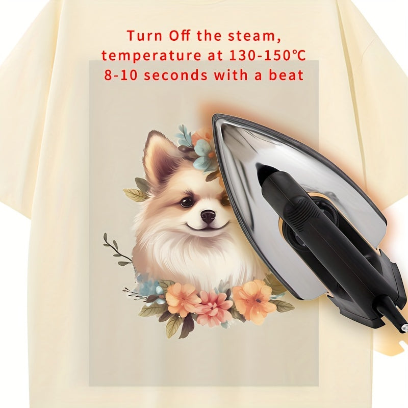 Cartoon Dog Pattern Transfer Designs Heat Sublimation Press Appliques