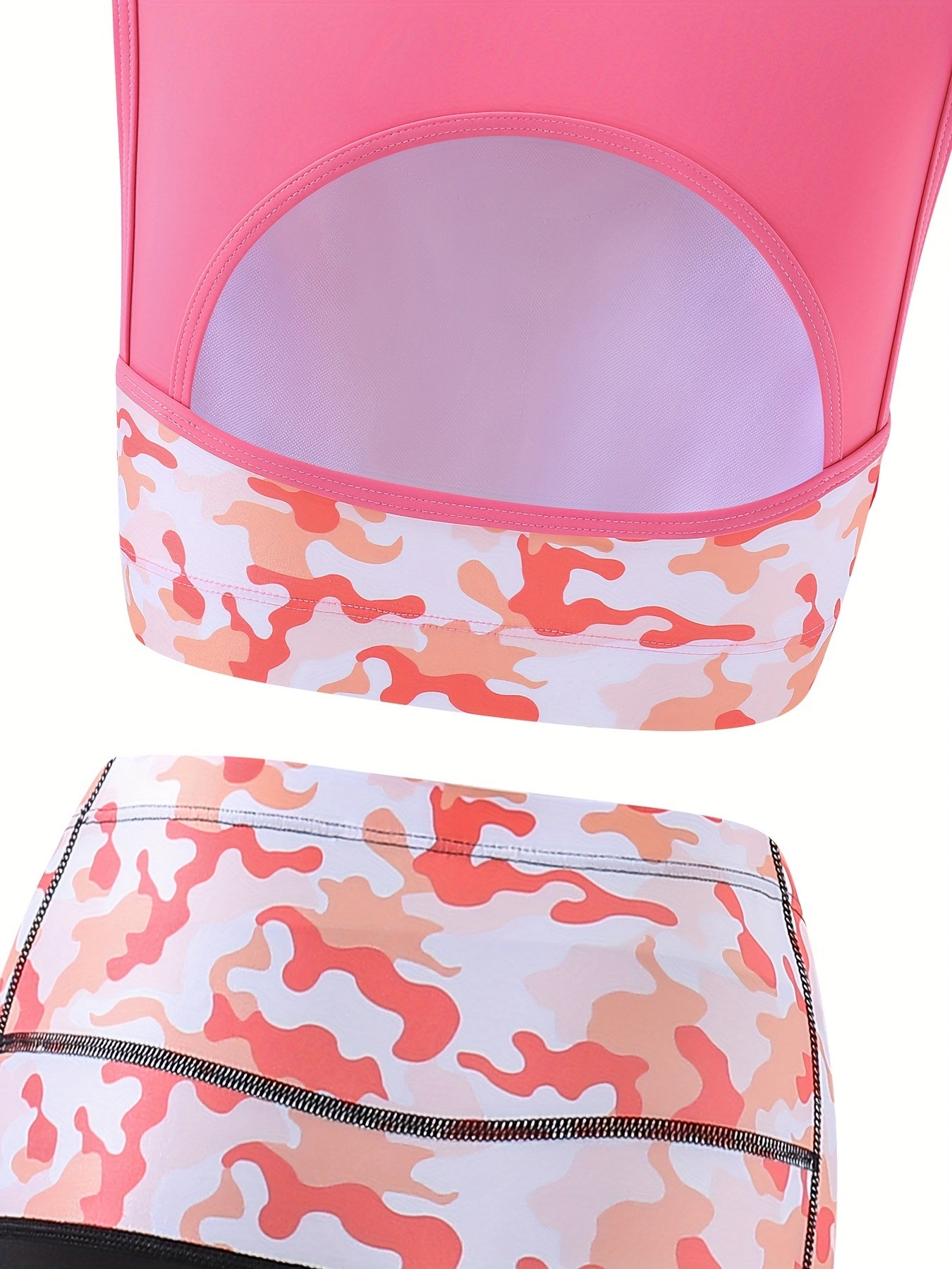 2pcs Camo Pattern Yoga Suit for Girls, Sports Running Outfit, Spring Summer Gift