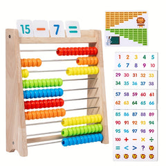 Wooden Math Calculation Rack Educational Toy Addition Subtraction Table Gift