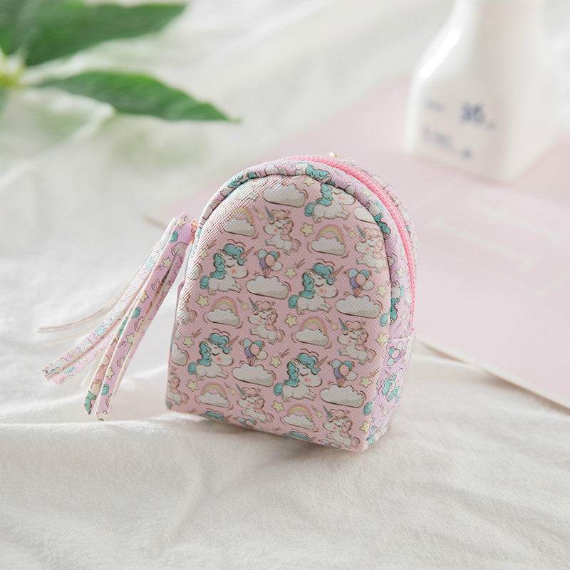 Girls Cartoon Unicorn Print Coin Purse Bag Key Pendant for Kids